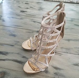 Aldo Strappy, Jeweled Rose Gold Heels